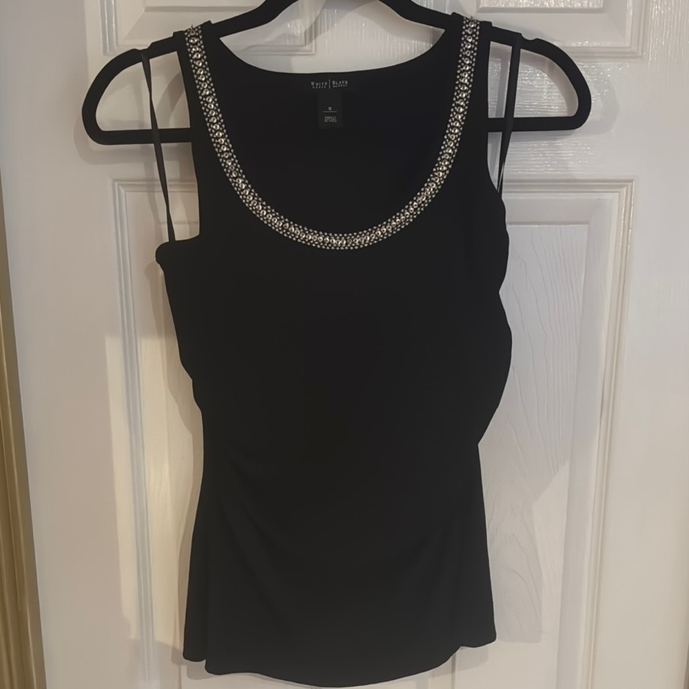 White House Black Market Black Rhinestone Tank Top